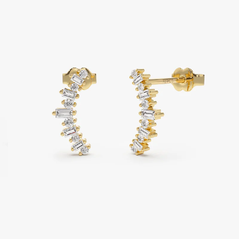 Seasonal Jewelry Deals – Elevate Your Style 14k Baguette and Round Diamond Ear Crawler Earrings Seasonal Jewelry Deals – Elevate Your Style 14k Baguette and Round Diamond Ear Crawler Earrings
