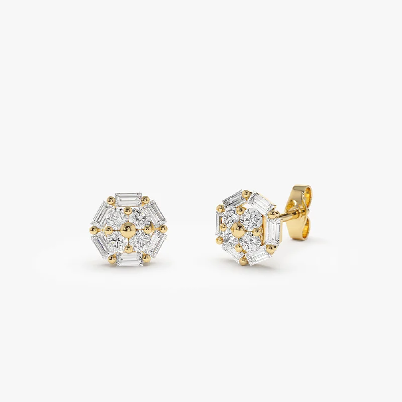 Personalized Jewelry Sale – Meaningful Gifts At Great Prices 14k Gold Baguette and Round Diamond Cluster Studs Personalized Jewelry Sale – Meaningful Gifts At Great Prices 14k Gold Baguette and Round Diamond Cluster Studs