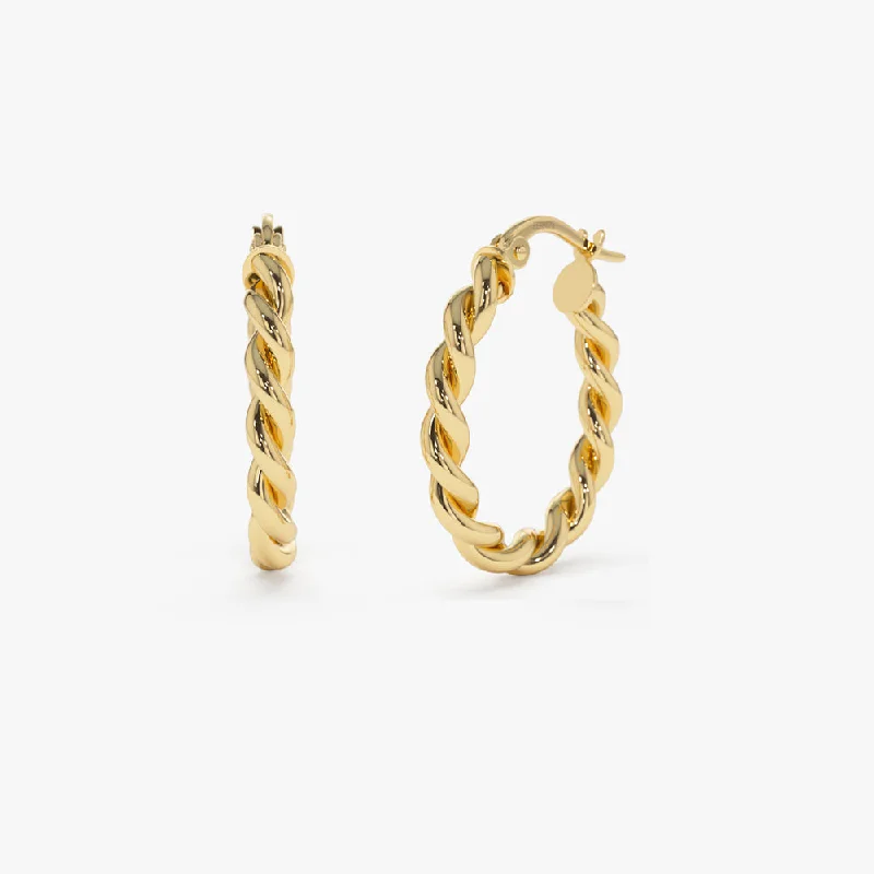 Special Deals On Handcrafted And Designer Jewelry 14k Twist Rope Earrings 20MM