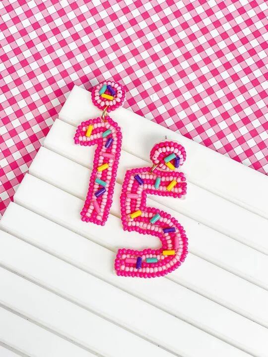 Handcrafted Jewelry Sale – Unique Designs At Low Prices '15' Birthday Beaded Dangle Earrings Handcrafted Jewelry Sale – Unique Designs At Low Prices '15' Birthday Beaded Dangle Earrings