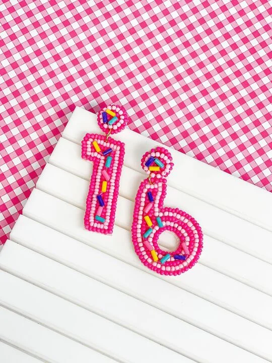 Trending Jewelry Styles Now At Limited-Time Discounts '16' Birthday Beaded Dangle Earrings - Fuchsia Trending Jewelry Styles Now At Limited-Time Discounts '16' Birthday Beaded Dangle Earrings - Fuchsia