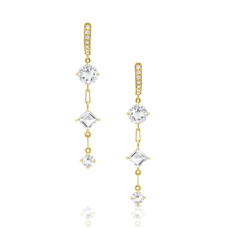 Luxury Jewelry At Unbeatable Discounts 3 Stone White Topaz Gemdrop Earrings