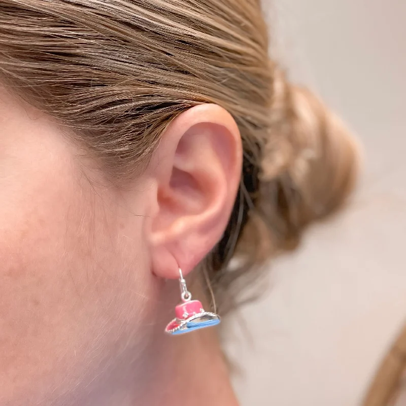 Affordable Luxury Jewelry For Every Occasion Enamel Cowboy Hat Dangle Earrings - Pink Affordable Luxury Jewelry For Every Occasion Enamel Cowboy Hat Dangle Earrings - Pink