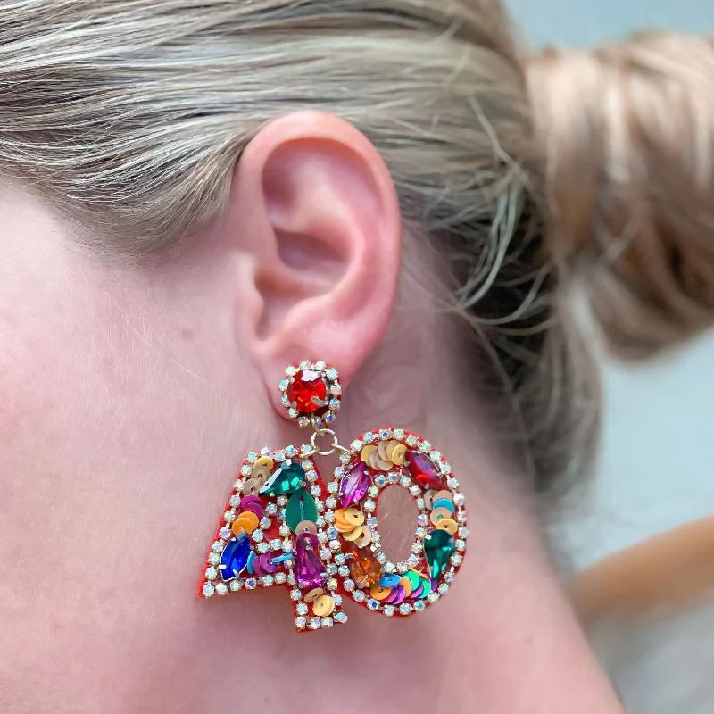 Flash Sale On Exquisite Jewelry – Don't Miss Out '40' Birthday Celebration Rhinestone Drop Earrings Flash Sale On Exquisite Jewelry – Don't Miss Out '40' Birthday Celebration Rhinestone Drop Earrings