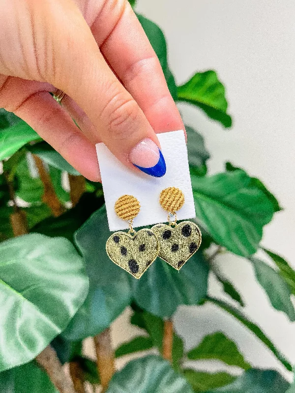 Bold And Beautiful Jewelry Now At Irresistible Prices Animal Print Heart Statement Dangle Earrings - Olive Bold And Beautiful Jewelry Now At Irresistible Prices Animal Print Heart Statement Dangle Earrings - Olive