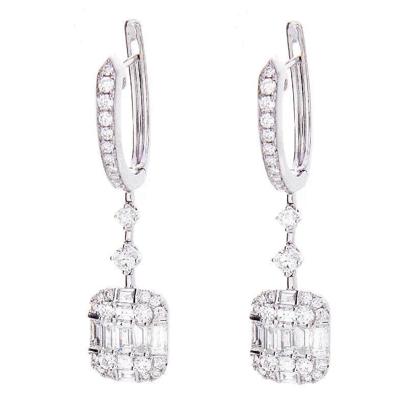 Clearance Sale On High-End Jewelry Collections Baguette & Round Diamond Drop Earrings