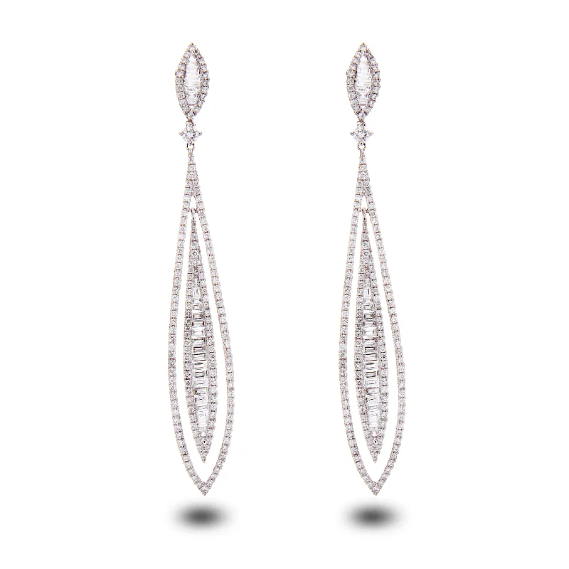 Eco-Friendly Sustainable Jewelry For Conscious Buyers Baguette & round long drop earrings Eco-Friendly Sustainable Jewelry For Conscious Buyers Baguette & round long drop earrings