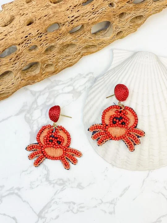 Luxury Jewelry At Unbeatable Discounts Beachy Crab Beaded Dangle Earrings