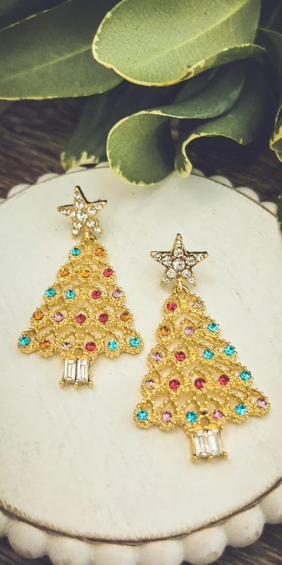 Premium Jewelry At Special Low Prices For A Limited Time Beautiful Gold and Crystal Christmas Tree Earrings Premium Jewelry At Special Low Prices For A Limited Time Beautiful Gold and Crystal Christmas Tree Earrings