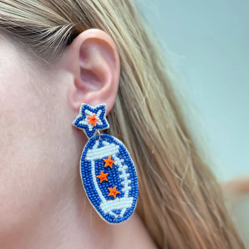 Affordable Glamour – Premium Jewelry For Less Blue & Orange Football Dangle Earrings Affordable Glamour – Premium Jewelry For Less Blue & Orange Football Dangle Earrings