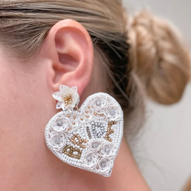 Make Every Moment Shine – Jewelry Discounts Available 'Bride' Seed Bead Heart Dangle Earrings Make Every Moment Shine – Jewelry Discounts Available 'Bride' Seed Bead Heart Dangle Earrings