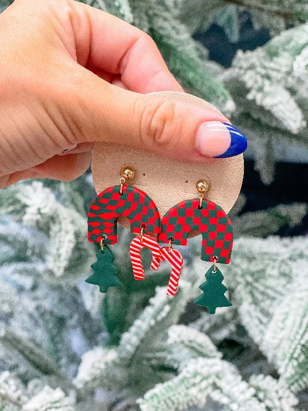 Exclusive Gemstone Jewelry At Special Prices Christmas Checkered Clay Dangle Earrings Exclusive Gemstone Jewelry At Special Prices Christmas Checkered Clay Dangle Earrings
