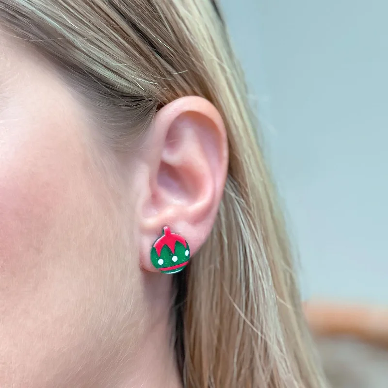Fine Jewelry, Limited-Time Offers Available Christmas Ornament Stud - Green