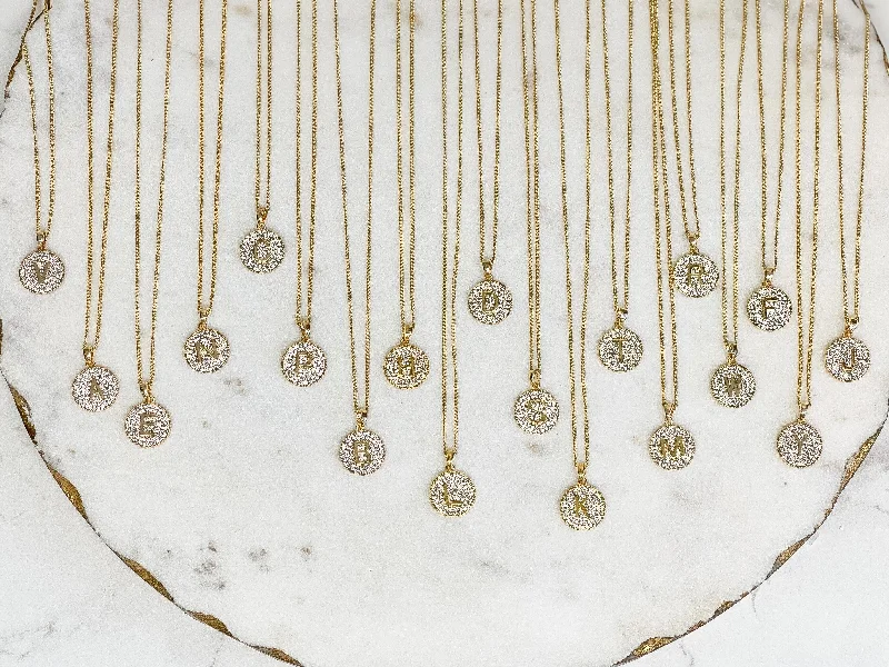 Shop Fine Jewelry With Amazing Deals Cubic Zirconia Initial Disc Pendant Necklaces - Gold Shop Fine Jewelry With Amazing Deals Cubic Zirconia Initial Disc Pendant Necklaces - Gold