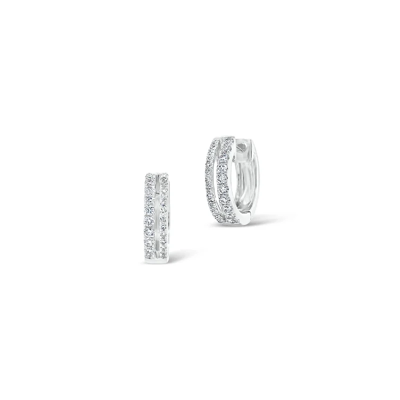 High-Quality Gemstone Jewelry For Special Occasions Diamond Double Row Huggie Earrings High-Quality Gemstone Jewelry For Special Occasions Diamond Double Row Huggie Earrings