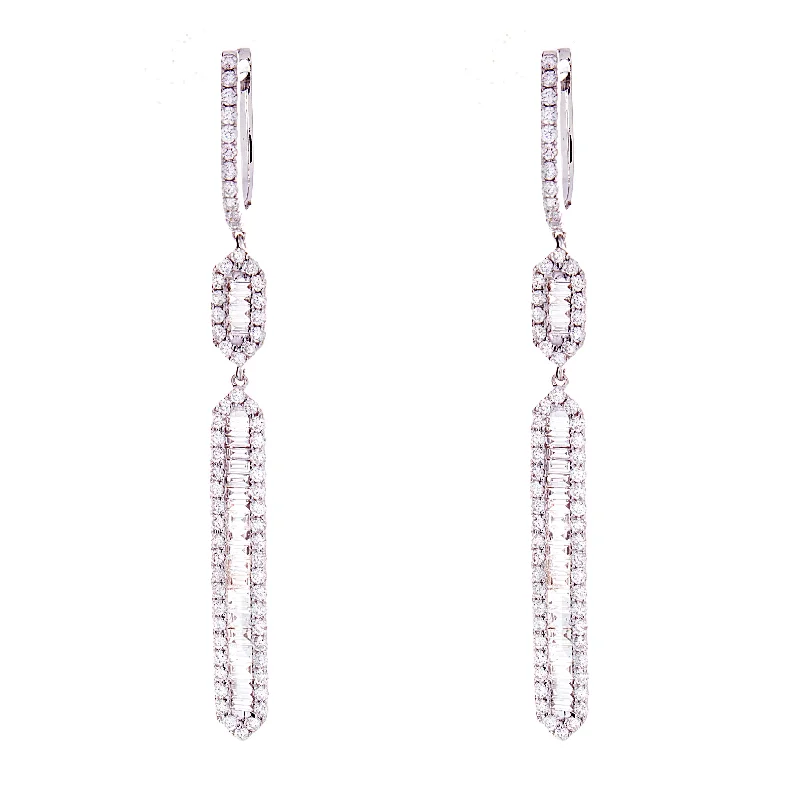 Buy More, Save More On Stunning Jewelry Pieces Baguette and round dangling diamond earrings Buy More, Save More On Stunning Jewelry Pieces Baguette and round dangling diamond earrings