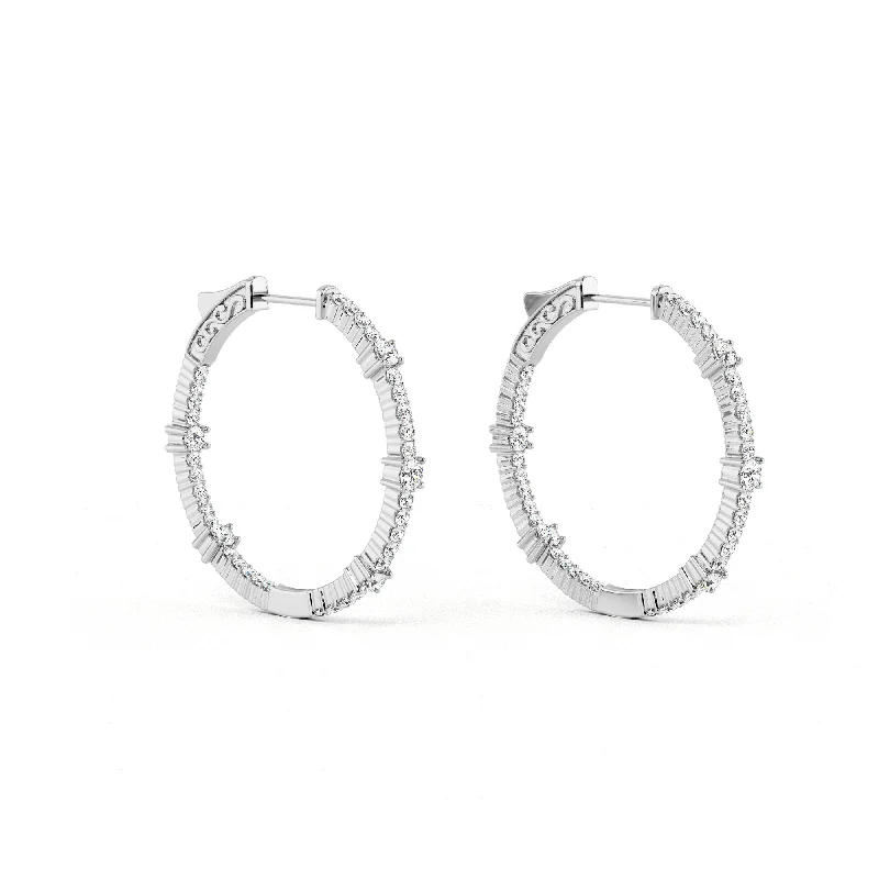 Jewelry Clearance – Final Chance To Save Big Diamond Inside-Out Hoops with Station Diamonds