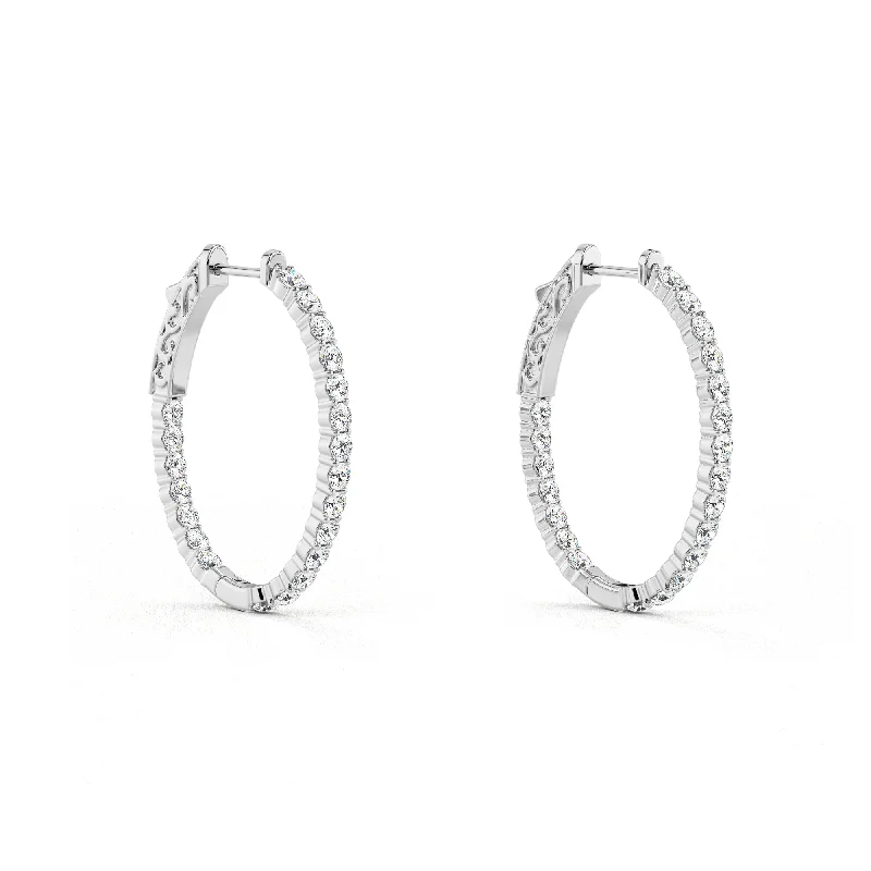 Shop Signature Jewelry Styles At Exclusive Prices Diamond Inside-Out Oval Profile Medium Hoops Shop Signature Jewelry Styles At Exclusive Prices Diamond Inside-Out Oval Profile Medium Hoops