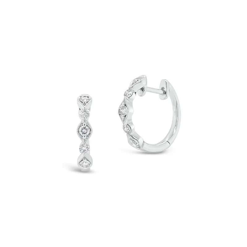 Luxury Jewelry Sale – Sparkle For Less Diamond Milgrain Wavy Huggie Earrings