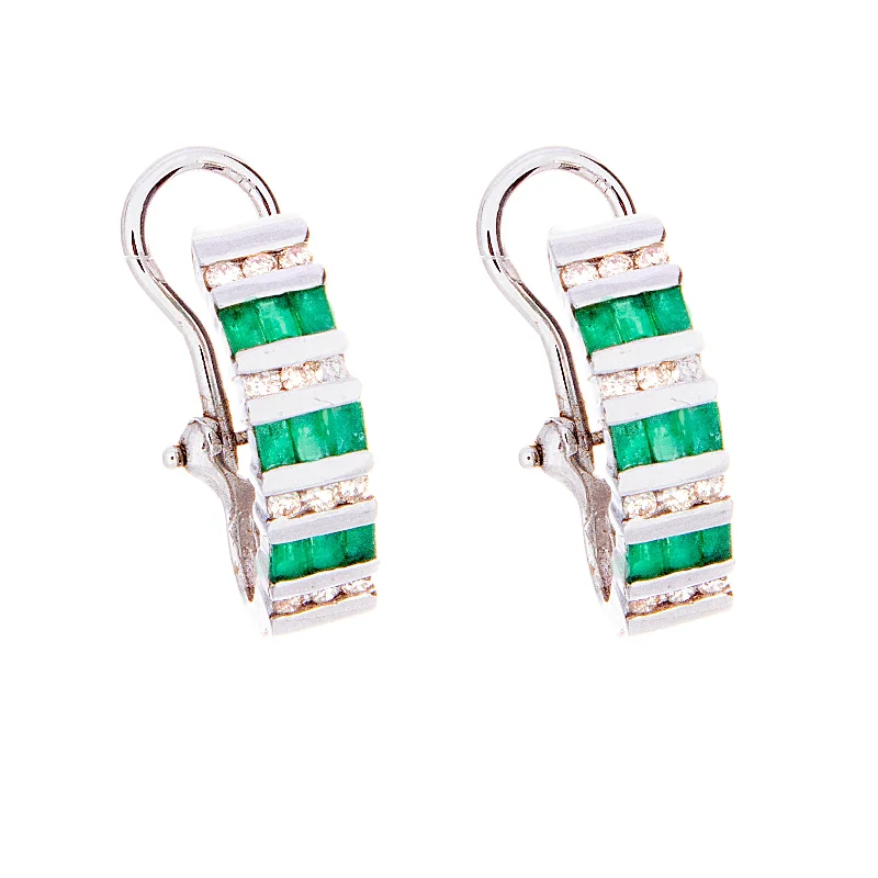 Grab Your Favorite Jewelry At The Lowest Prices Emerald and Diamond Channel Set Earrings Grab Your Favorite Jewelry At The Lowest Prices Emerald and Diamond Channel Set Earrings