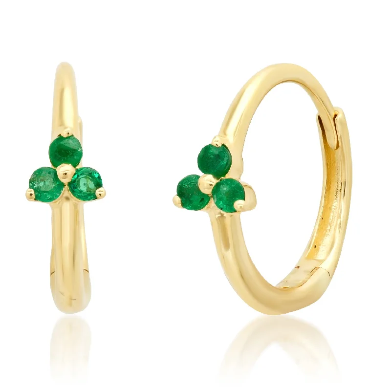 Limited-Time Offer On Elegant Jewelry Pieces Emerald Trio Huggie Earrings