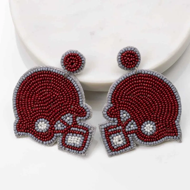 Shop Trending Jewelry With Exclusive Savings Football Helmet Beaded Earrings Maroon/Gray 2.5" Shop Trending Jewelry With Exclusive Savings Football Helmet Beaded Earrings Maroon/Gray 2.5"