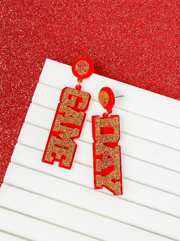 Premium Jewelry Now Available At Special Discounts 'Game Day' Statement Dangle Earrings - Red & Gold Premium Jewelry Now Available At Special Discounts 'Game Day' Statement Dangle Earrings - Red & Gold
