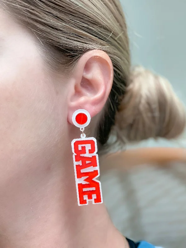 Shop Dazzling Jewelry At The Best Prices 'Game Day' Statement Dangle Earrings - Red & White Shop Dazzling Jewelry At The Best Prices 'Game Day' Statement Dangle Earrings - Red & White