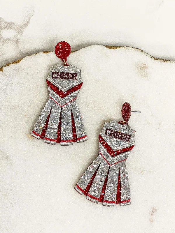 Trending Jewelry Styles Now At Limited-Time Discounts Glitter Cheerleader Dress Dangle Earrings - Silver & Burgundy Trending Jewelry Styles Now At Limited-Time Discounts Glitter Cheerleader Dress Dangle Earrings - Silver & Burgundy