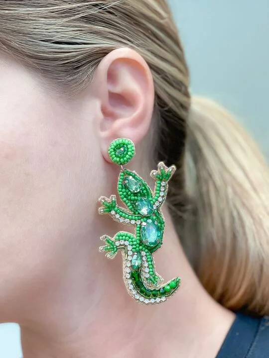 Flash Sale On Stunning Jewelry – Don't Miss Out Glitzy Gecko Beaded Dangle Earrings