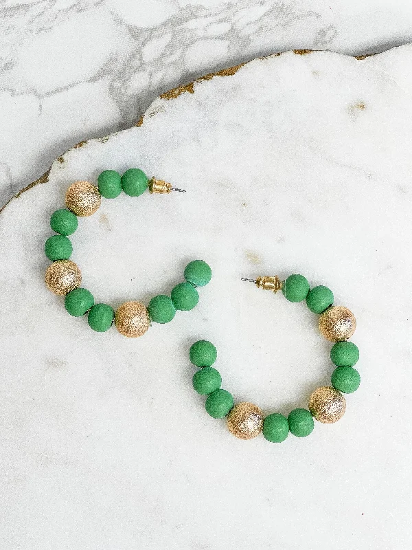 Special Jewelry Deals – Upgrade Your Collection Gold & Color Bead Hoop Earrings - Green Special Jewelry Deals – Upgrade Your Collection Gold & Color Bead Hoop Earrings - Green