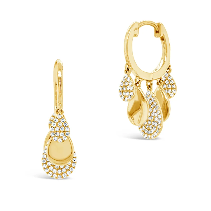 Shop Stylish Jewelry Now And Save Big Gold Huggies with Rounded Diamond Teardrops