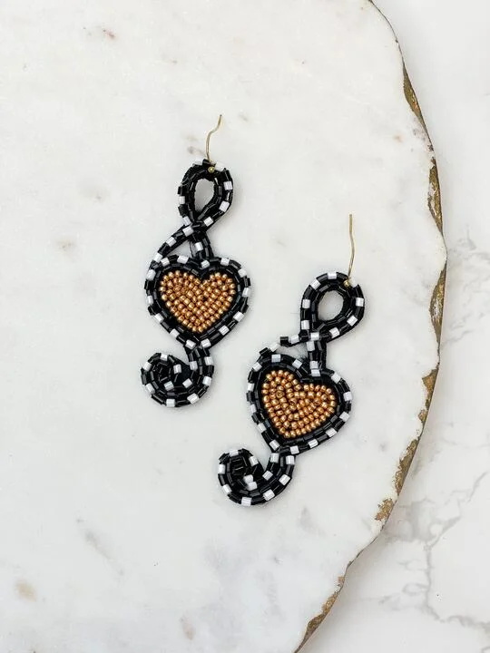 Shop Dazzling Jewelry At The Best Prices Heart Music Note Beaded Dangle Earrings