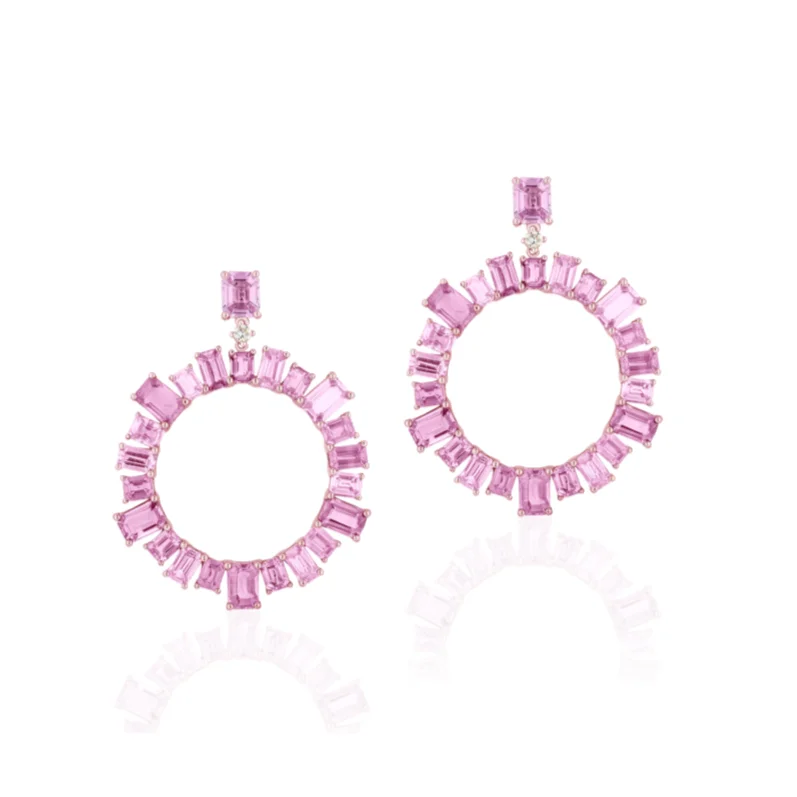 Timeless Jewelry At Special Discount Rates Limited Edition Pink Sapphire Front Hoop Drop Earrings Timeless Jewelry At Special Discount Rates Limited Edition Pink Sapphire Front Hoop Drop Earrings