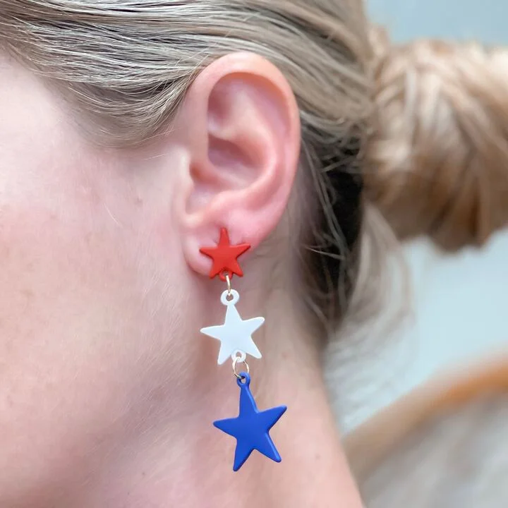 Affordable Glamour – Premium Jewelry For Less Metal Star Drop Dangle Earrings