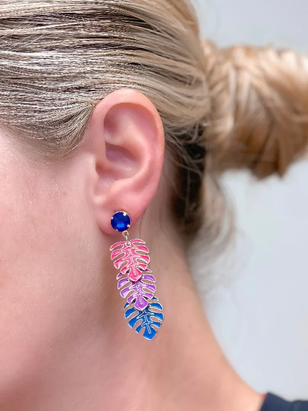 Last Chance To Grab Your Favorite Jewelry At A Discount Ombre Palm Leaf Trio Dangle Earrings
