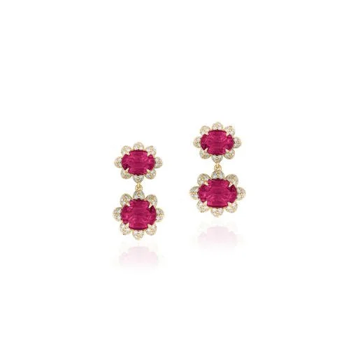 High-End Jewelry, Now More Affordable Than Ever One of Kind Faceted Oval Twin Fleurette Rubellite with Diamond Earrings High-End Jewelry, Now More Affordable Than Ever One of Kind Faceted Oval Twin Fleurette Rubellite with Diamond Earrings