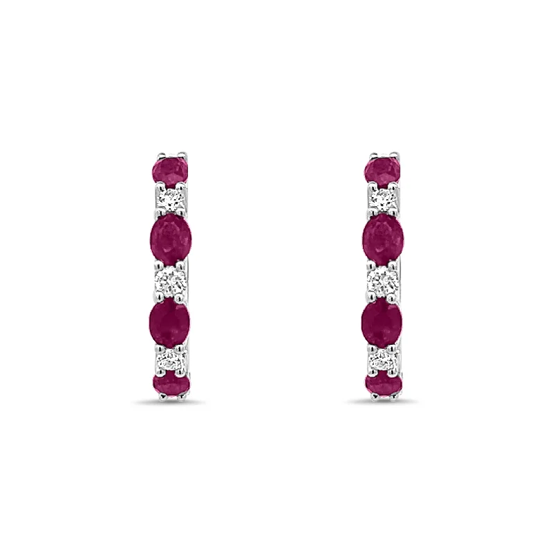 Limited-Time Offer On Elegant Jewelry Pieces Oval Ruby and Round Diamond Hoops