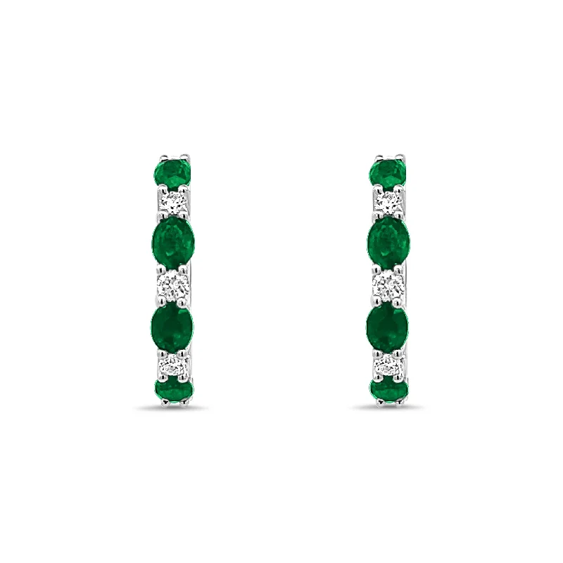 Premium Jewelry Now Available At Special Discounts Oval Emerald and Round Diamond Hoops Premium Jewelry Now Available At Special Discounts Oval Emerald and Round Diamond Hoops