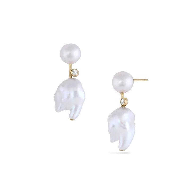 Your Dream Jewelry At Dream Prices Pearl & Diamond Mini Cloudbar Earrings