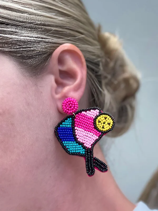 Luxury Jewelry At Unbeatable Discounts Pickle Ball Beaded Dangle Earrings