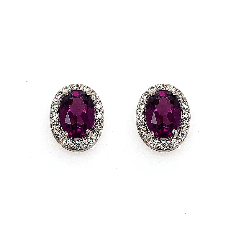 Jewelry Sale Bonanza – Grab Your Sparkle Now Pruple Garnet Halo Earrings