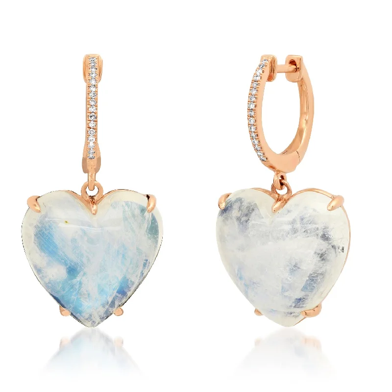 Discounted Jewelry For A Glamorous Look Puffy Moonstone & Diamond Drop Earrings