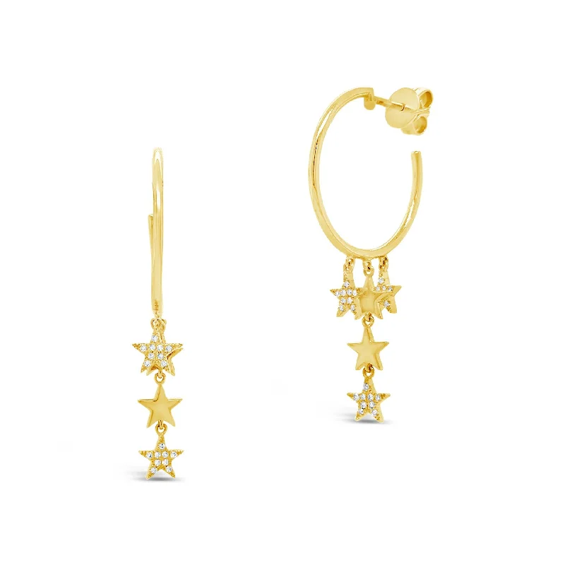 Limited-Time Offer On Premium Jewelry Collections Diamond Star Drop Push-Back Hoop Earrings