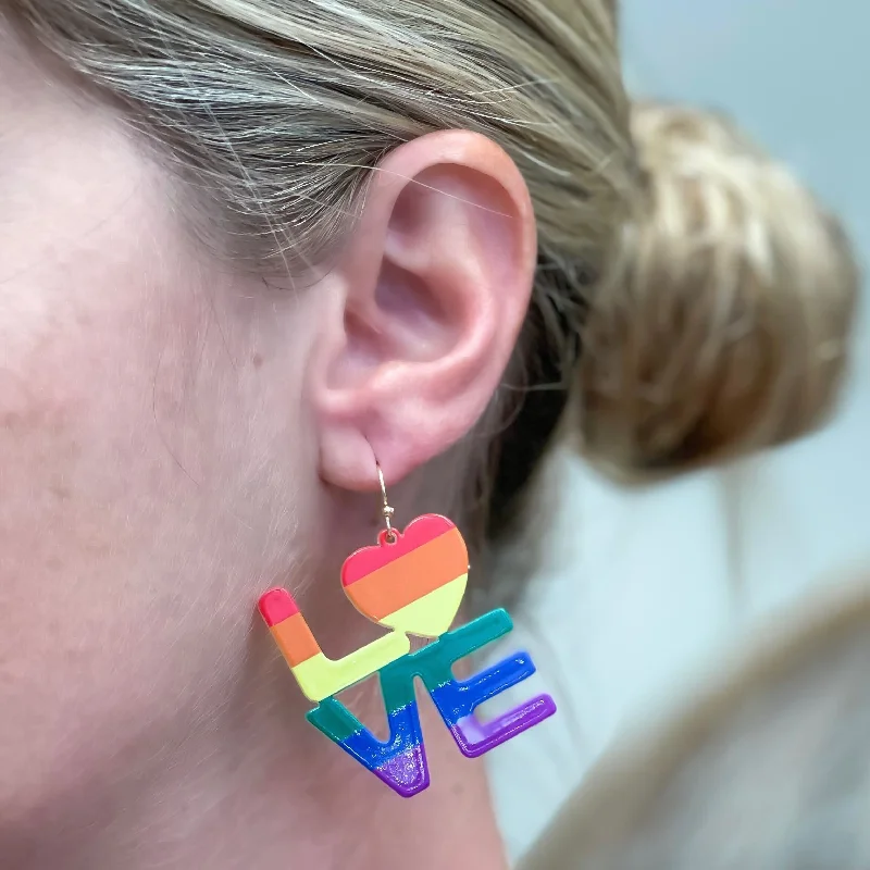 Jewelry Deals That Outshine The Rest Rainbow 'LOVE' Heart Dangle Earrings
