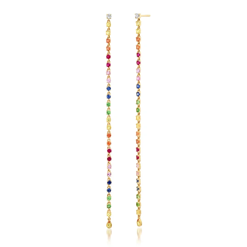 Jewelry Clearance Event – Stock Up Before It's Over Rainbow Sapphire Tennis Drop Earrings Jewelry Clearance Event – Stock Up Before It's Over Rainbow Sapphire Tennis Drop Earrings
