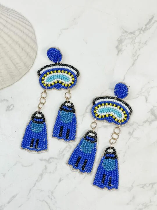 Handcrafted Beauty At Affordable Prices Scuba Diving Beaded Dangle Earrings