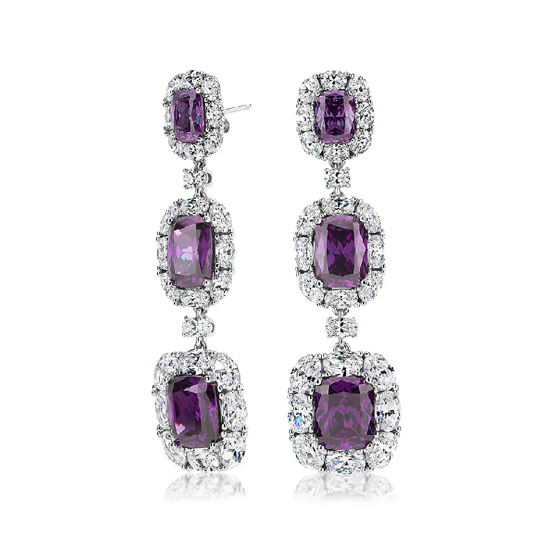 Exclusive Gemstone Jewelry At Special Prices Statement earrings with amethyst simulants and 12.46 carats* of diamond simulants in sterling silver Exclusive Gemstone Jewelry At Special Prices Statement earrings with amethyst simulants and 12.46 carats* of diamond simulants in sterling silver
