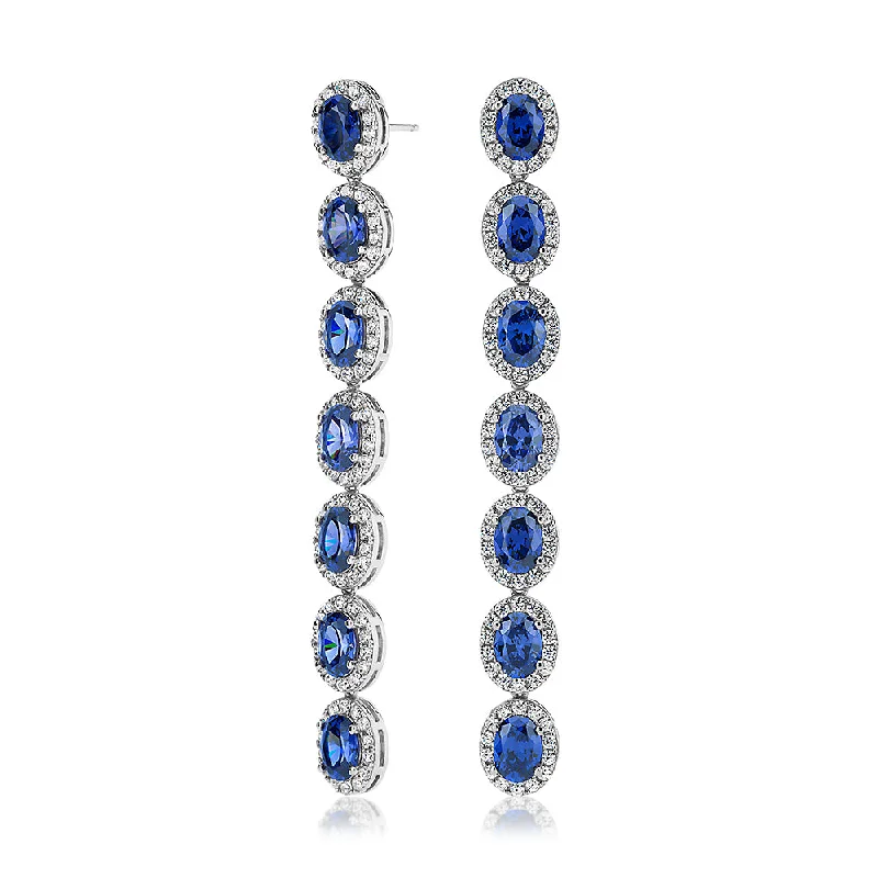Chic And Stylish Jewelry At Exclusive Prices Statement earrings with tanzanite simulants and 2.94 carats* of diamond simulants in sterling silver Chic And Stylish Jewelry At Exclusive Prices Statement earrings with tanzanite simulants and 2.94 carats* of diamond simulants in sterling silver