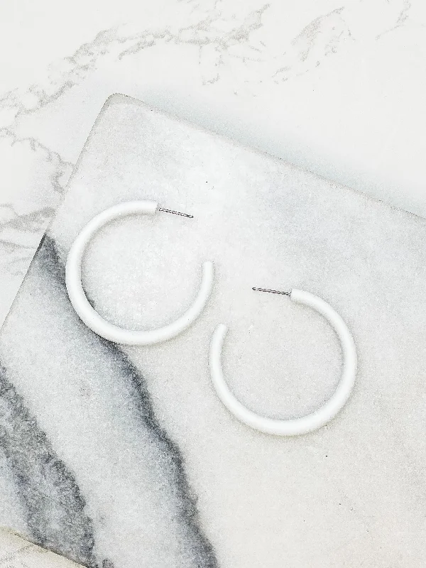 Elegant Designs, Unbeatable Discounts – Shop Jewelry Now The Classic Enamel Hoop - White Elegant Designs, Unbeatable Discounts – Shop Jewelry Now The Classic Enamel Hoop - White